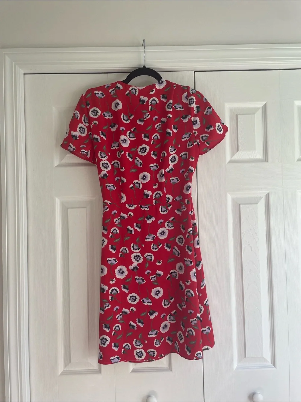 J. Crew Red Floral Wrap Mini Dress